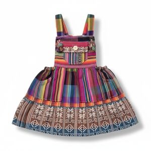 Vintage Guatemalan Handwoven Infant Jumper Dress | Size 0 (0-6M)